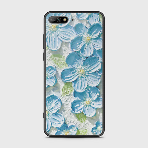 Huawei Y6 Prime 2018 Cover - Floral Series - Design 12 - Grey & Green - HQ Ultra Shine Premium Infinity Glass Soft Silicon Borders Case