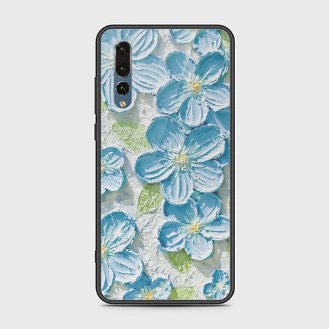 Huawei P20 Pro Cover - Floral Series - Design 12 - Grey & Green - HQ Ultra Shine Premium Infinity Glass Soft Silicon Borders Case