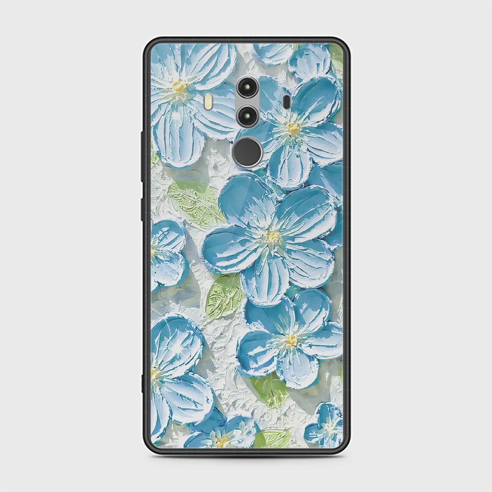 Huawei Mate 10 Pro Cover - Floral Series - Design 12 - Grey & Green - HQ Ultra Shine Premium Infinity Glass Soft Silicon Borders Case