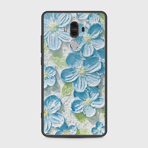 Huawei Mate 9 Cover - Floral Series - Design 12 - Grey & Green - HQ Ultra Shine Premium Infinity Glass Soft Silicon Borders Case