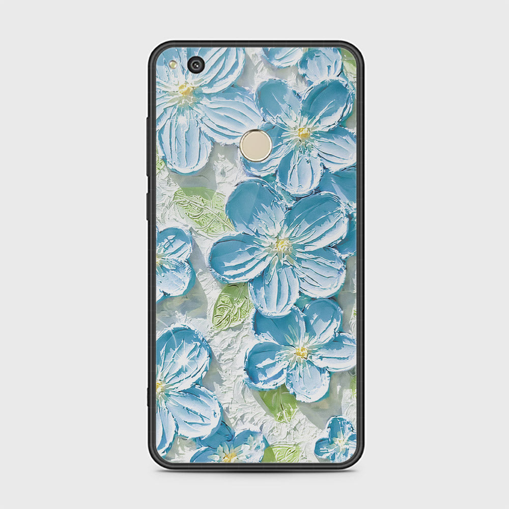 Huawei Honor 8 Lite Cover - Floral Series - Design 12 - Grey & Green - HQ Ultra Shine Premium Infinity Glass Soft Silicon Borders Case