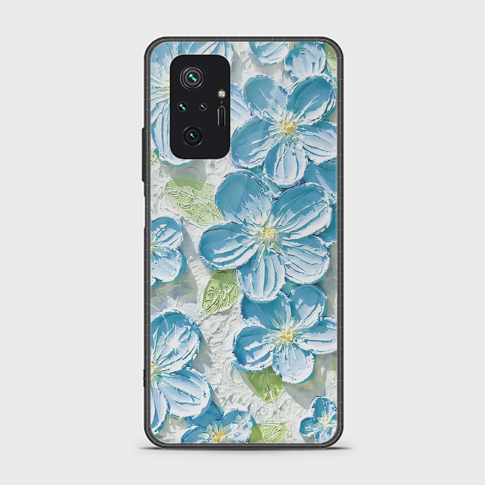 Xiaomi Redmi Note 10 Pro 4G Cover - Floral Series - Design 12 - Grey & Green - HQ Ultra Shine Premium Infinity Glass Soft Silicon Borders Case