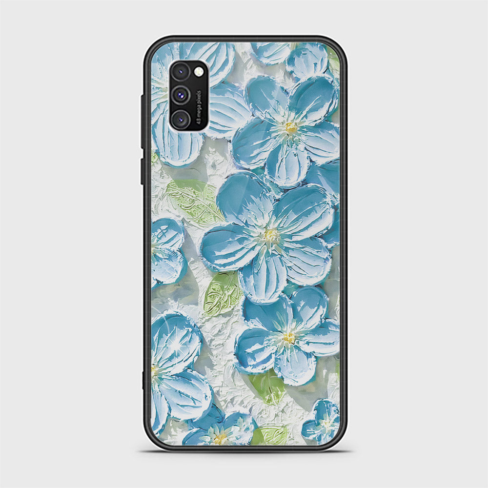 Samsung Galaxy A02s Cover - Floral Series - Design 12 - Grey & Green - HQ Ultra Shine Premium Infinity Glass Soft Silicon Borders Case