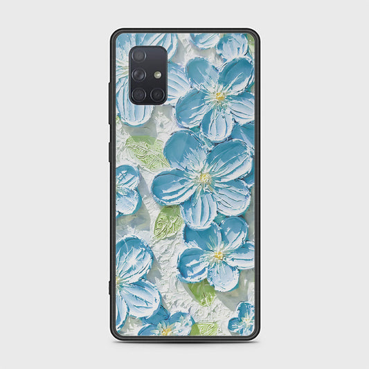 Samsung Galaxy A71 Cover - Floral Series - Design 12 - Grey & Green - HQ Ultra Shine Premium Infinity Glass Soft Silicon Borders Case