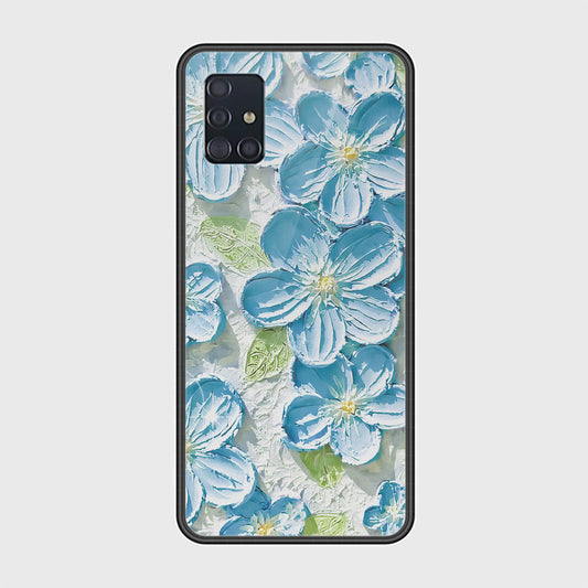 Samsung Galaxy A51 Cover - Floral Series - Design 12 - Grey & Green - HQ Ultra Shine Premium Infinity Glass Soft Silicon Borders Case