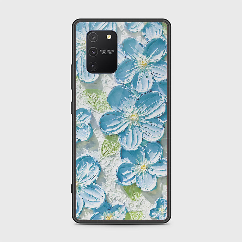 Samsung Galaxy S10 Lite Cover - Floral Series - Design 12 - Grey & Green - HQ Ultra Shine Premium Infinity Glass Soft Silicon Borders Case