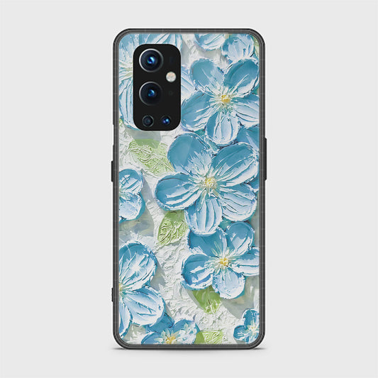 OnePlus 9 Pro Cover - Floral Series - Design 12 - Grey & Green - HQ Ultra Shine Premium Infinity Glass Soft Silicon Borders Case