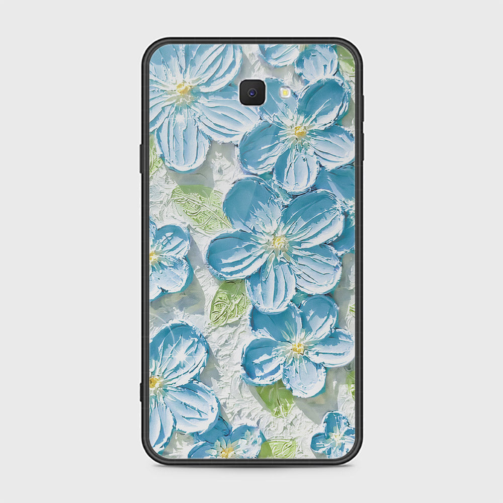 Samsung Galaxy J7 Prime Cover - Floral Series - Design 12 - Grey & Green - HQ Ultra Shine Premium Infinity Glass Soft Silicon Borders Case