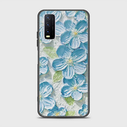 Vivo Y20s Cover - Floral Series - Design 12 - Grey & Green - HQ Ultra Shine Premium Infinity Glass Soft Silicon Borders Case