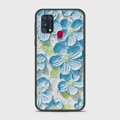 Samsung Galaxy M31 Cover - Floral Series - Design 12 - Grey & Green - HQ Ultra Shine Premium Infinity Glass Soft Silicon Borders Case