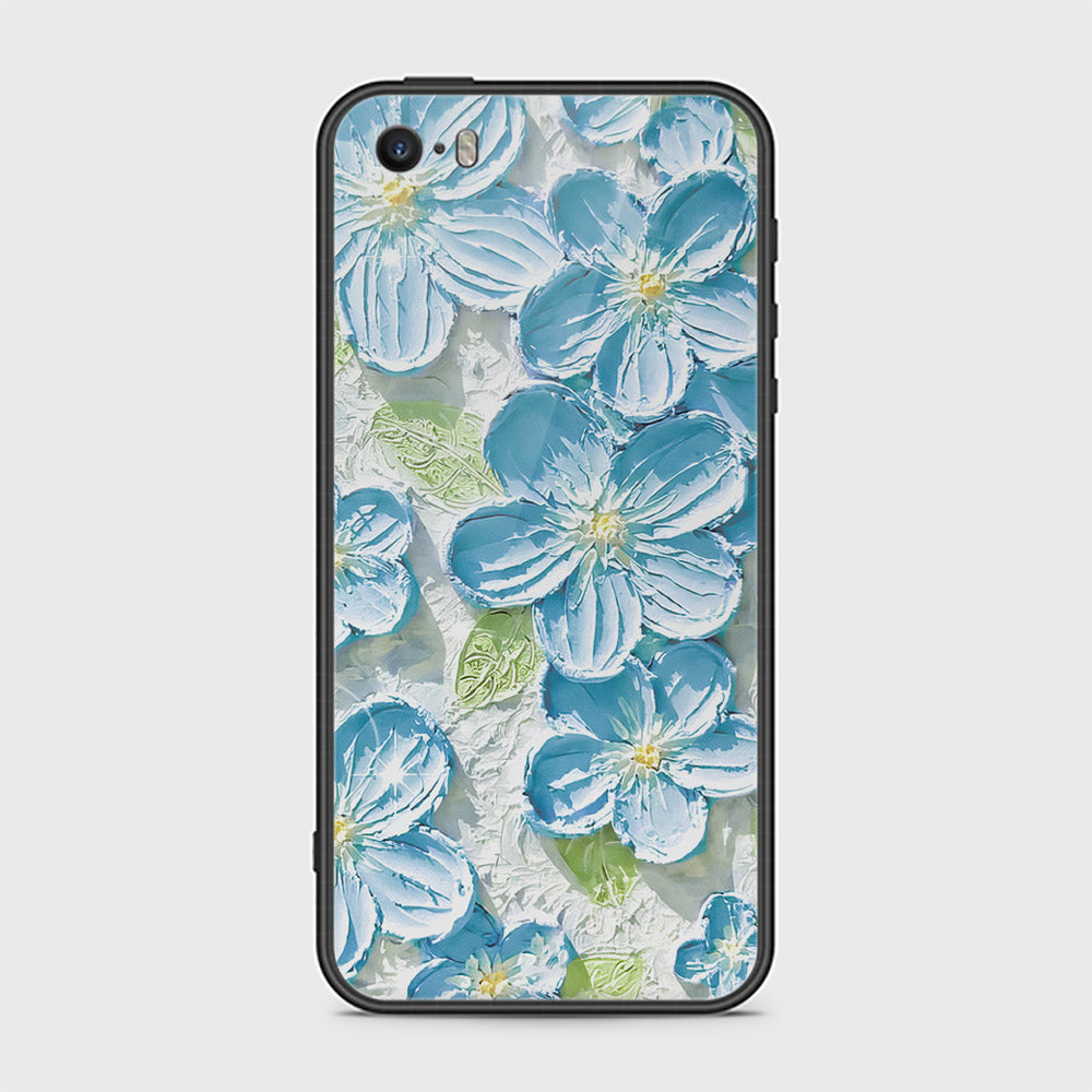 iPhone 5 Cover - Floral Series - Design 12 - Grey & Green - HQ Ultra Shine Premium Infinity Glass Soft Silicon Borders Case