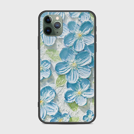 iPhone 11 Pro Cover - Floral Series - Design 12 - Grey & Green - HQ Ultra Shine Premium Infinity Glass Soft Silicon Borders Case