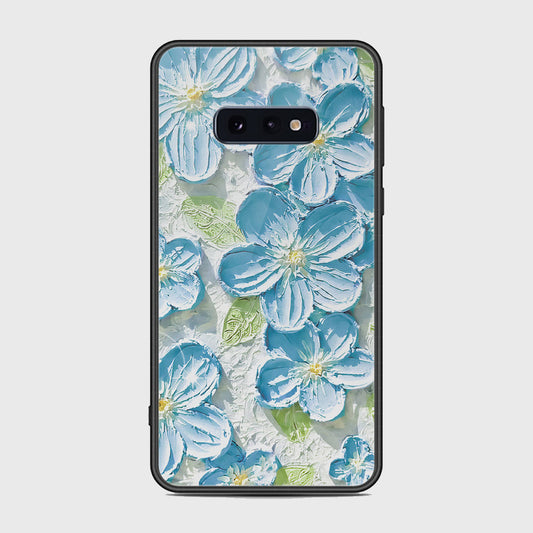 Samsung Galaxy S10e Cover - Floral Series - Design 12 - Grey & Green - HQ Ultra Shine Premium Infinity Glass Soft Silicon Borders Case