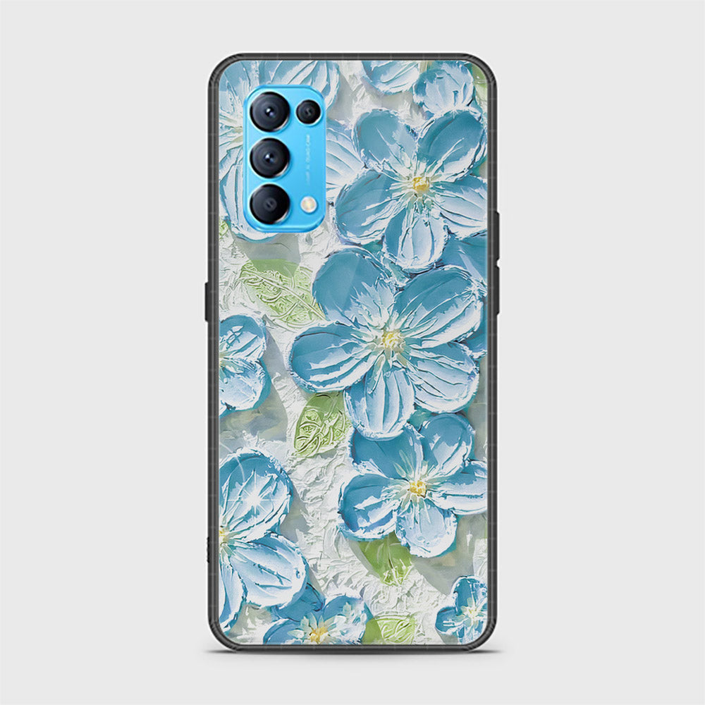 Oppo Find X3 Lite Cover - Floral Series - Design 12 - Grey & Green - HQ Ultra Shine Premium Infinity Glass Soft Silicon Borders Case