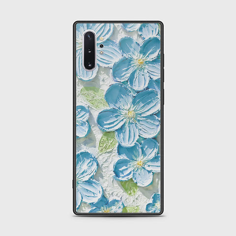 Samsung Galaxy Note 10 Plus Cover - Floral Series - Design 12 - Grey & Green - HQ Ultra Shine Premium Infinity Glass Soft Silicon Borders Case