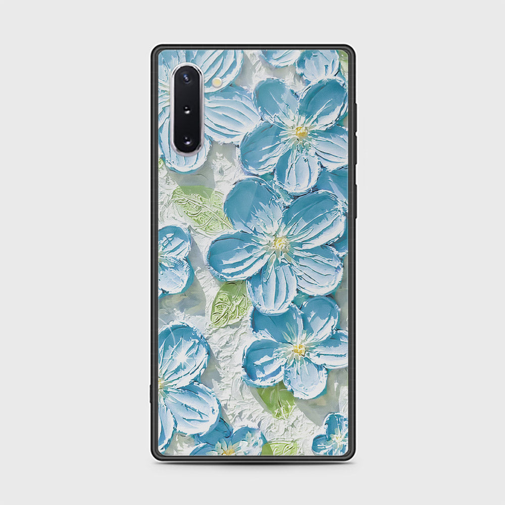 Samsung Galaxy Note 10  Cover - Floral Series - Design 12 - Grey & Green - HQ Ultra Shine Premium Infinity Glass Soft Silicon Borders Case