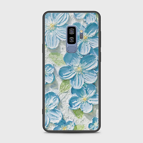 Samsung Galaxy S9 Plus Cover - Floral Series - Design 12 - Grey & Green - HQ Ultra Shine Premium Infinity Glass Soft Silicon Borders Case