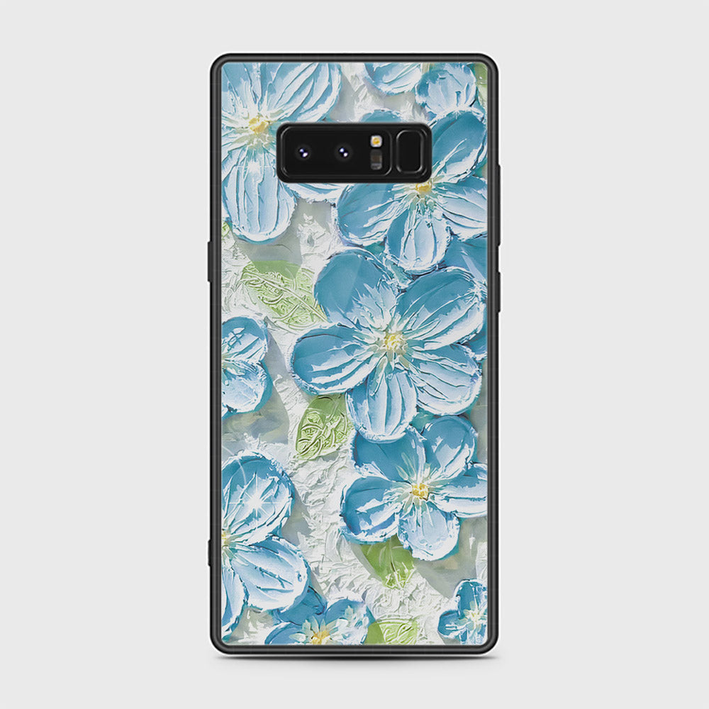 Samsung Galaxy Note 8 Cover - Floral Series - Design 12 - Grey & Green - HQ Ultra Shine Premium Infinity Glass Soft Silicon Borders Case