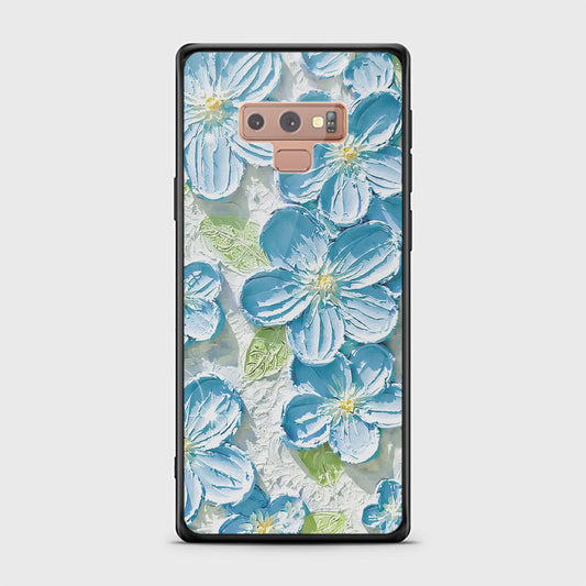 Samsung Galaxy Note 9 Cover - Floral Series - Design 12 - Grey & Green - HQ Ultra Shine Premium Infinity Glass Soft Silicon Borders Case