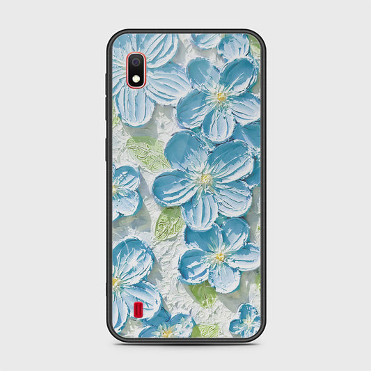 Samsung Galaxy A10 Cover - Floral Series - Design 12 - Grey & Green - HQ Ultra Shine Premium Infinity Glass Soft Silicon Borders Case