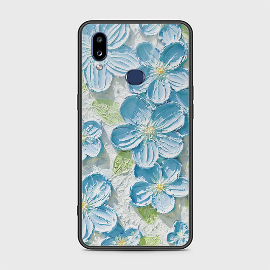 Samsung Galaxy A10s Cover - Floral Series - Design 12 - Grey & Green - HQ Ultra Shine Premium Infinity Glass Soft Silicon Borders Case