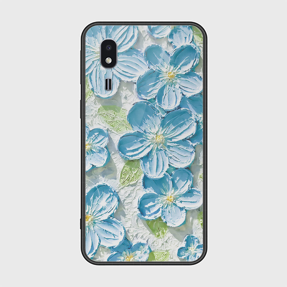 Samsung Galaxy A2 Core Cover - Floral Series - Design 12 - Grey & Green - HQ Ultra Shine Premium Infinity Glass Soft Silicon Borders Case