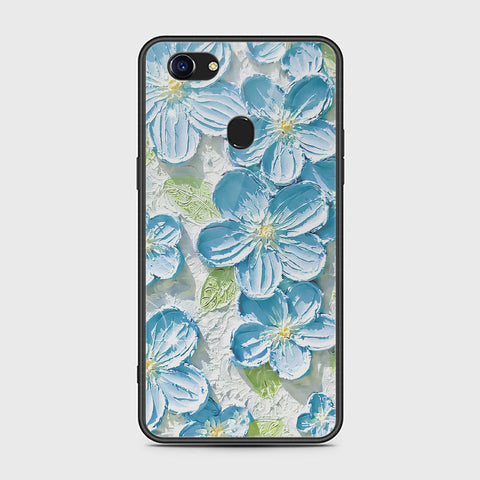 Oppo F5 Cover - Floral Series - Design 12 - Grey & Green - HQ Ultra Shine Premium Infinity Glass Soft Silicon Borders Case