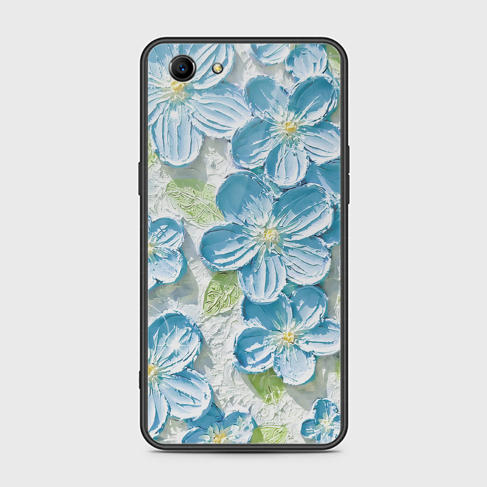 Oppo A83 Cover - Floral Series - Design 12 - Grey & Green - HQ Ultra Shine Premium Infinity Glass Soft Silicon Borders Case