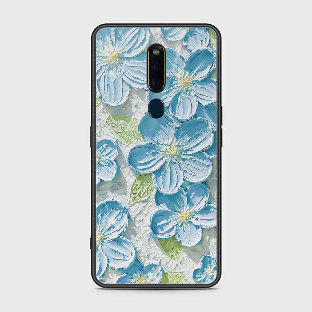 Oppo F11 Pro Cover - Floral Series - Design 12 - Grey & Green - HQ Ultra Shine Premium Infinity Glass Soft Silicon Borders Case