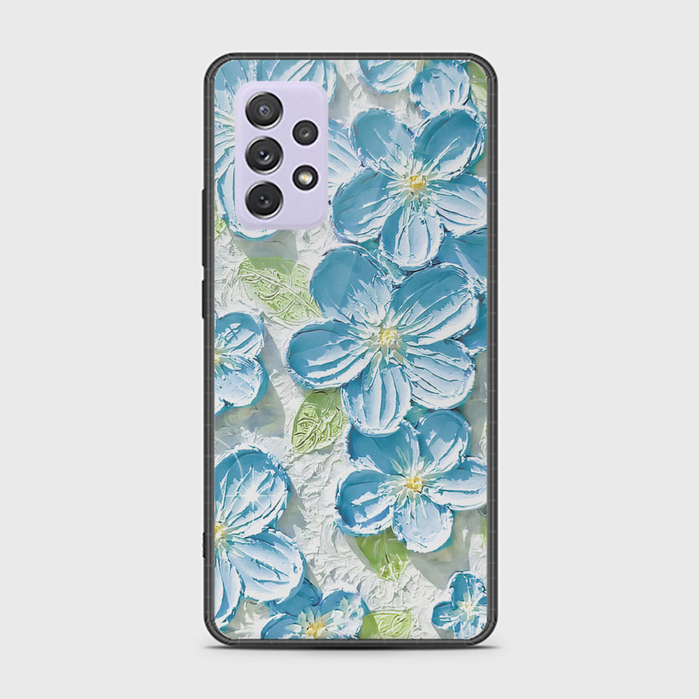 Samsung Galaxy A72 Cover - Floral Series - Design 12 - Grey & Green - HQ Ultra Shine Premium Infinity Glass Soft Silicon Borders Case