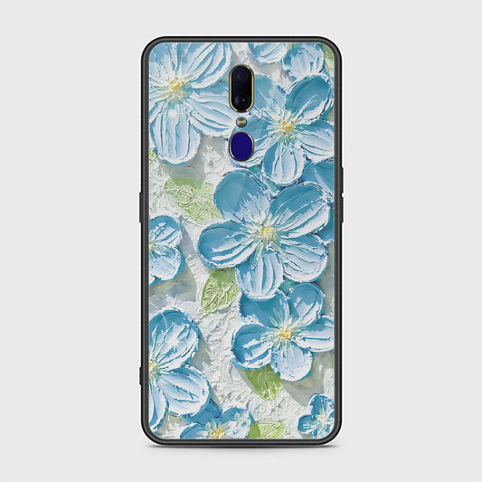 Oppo F11 Cover - Floral Series - Design 12 - Grey & Green - HQ Ultra Shine Premium Infinity Glass Soft Silicon Borders Case