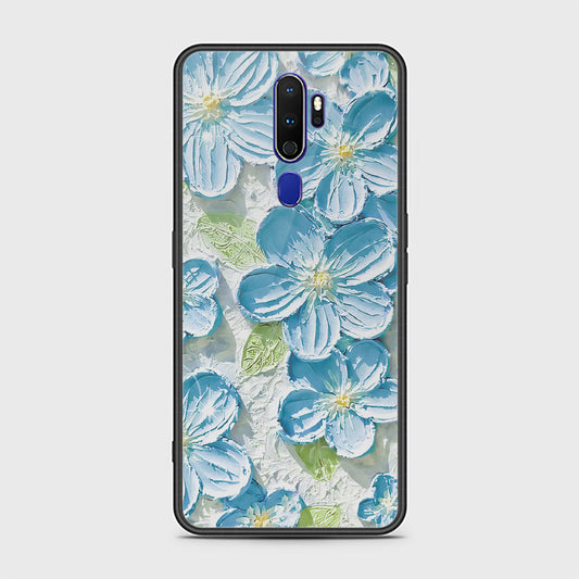 Oppo A5 2020 Cover - Floral Series - Design 12 - Grey & Green - HQ Ultra Shine Premium Infinity Glass Soft Silicon Borders Case