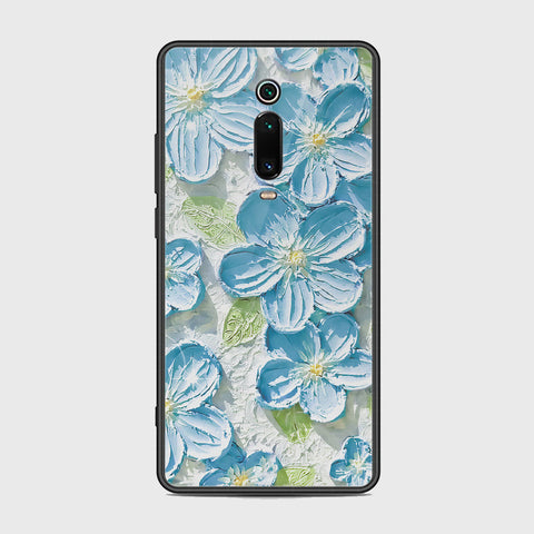 Xiaomi Mi 9T Pro Cover - Floral Series - Design 12 - Grey & Green - HQ Ultra Shine Premium Infinity Glass Soft Silicon Borders Case