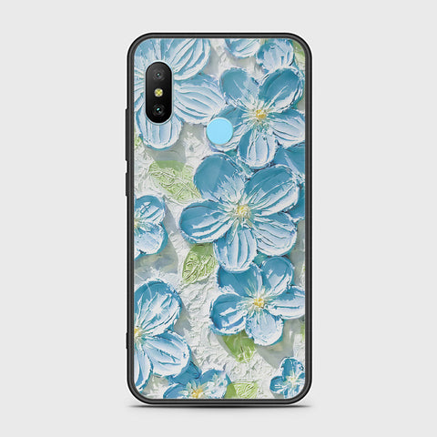 Redmi 6 Pro Cover - Floral Series - Design 12 - Grey & Green - HQ Ultra Shine Premium Infinity Glass Soft Silicon Borders Case