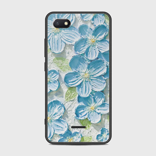 Xiaomi Redmi 6A Cover - Floral Series - Design 12 - Grey & Green - HQ Ultra Shine Premium Infinity Glass Soft Silicon Borders Case