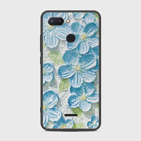 Xiaomi Redmi 6 Cover - Floral Series - Design 12 - Grey & Green - HQ Ultra Shine Premium Infinity Glass Soft Silicon Borders Case