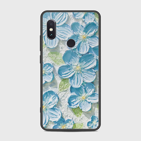 Xiaomi Redmi Note 5 Pro Cover - Floral Series - Design 12 - Grey & Green - HQ Ultra Shine Premium Infinity Glass Soft Silicon Borders Case