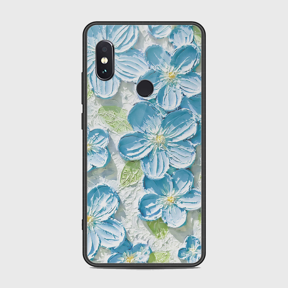 Xiaomi Redmi Note 5 AI Dual Camera Cover - Floral Series - Design 12 - Grey & Green - HQ Ultra Shine Premium Infinity Glass Soft Silicon Borders Case