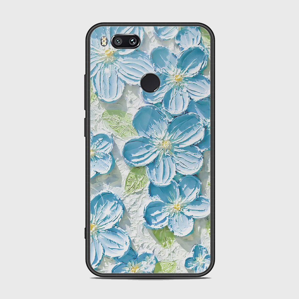 Xiaomi Redmi A1 Cover - Floral Series - Design 12 - Grey & Green - HQ Ultra Shine Premium Infinity Glass Soft Silicon Borders Case