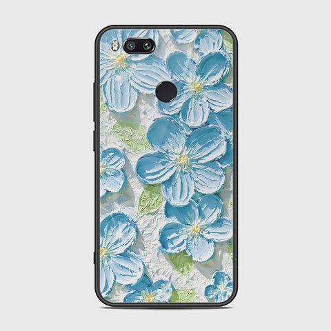 Xiaomi Redmi A1 Cover - Floral Series - Design 12 - Grey & Green - HQ Ultra Shine Premium Infinity Glass Soft Silicon Borders Case