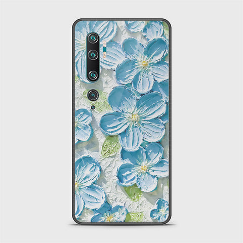 Xiaomi Mi CC9 Pro Cover - Floral Series - Design 12 - Grey & Green - HQ Ultra Shine Premium Infinity Glass Soft Silicon Borders Case