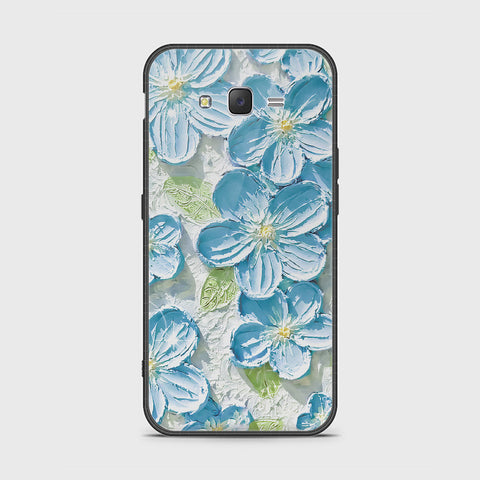 Samsung Galaxy J7 2015 Cover - Floral Series - Design 12 - Grey & Green - HQ Ultra Shine Premium Infinity Glass Soft Silicon Borders Case