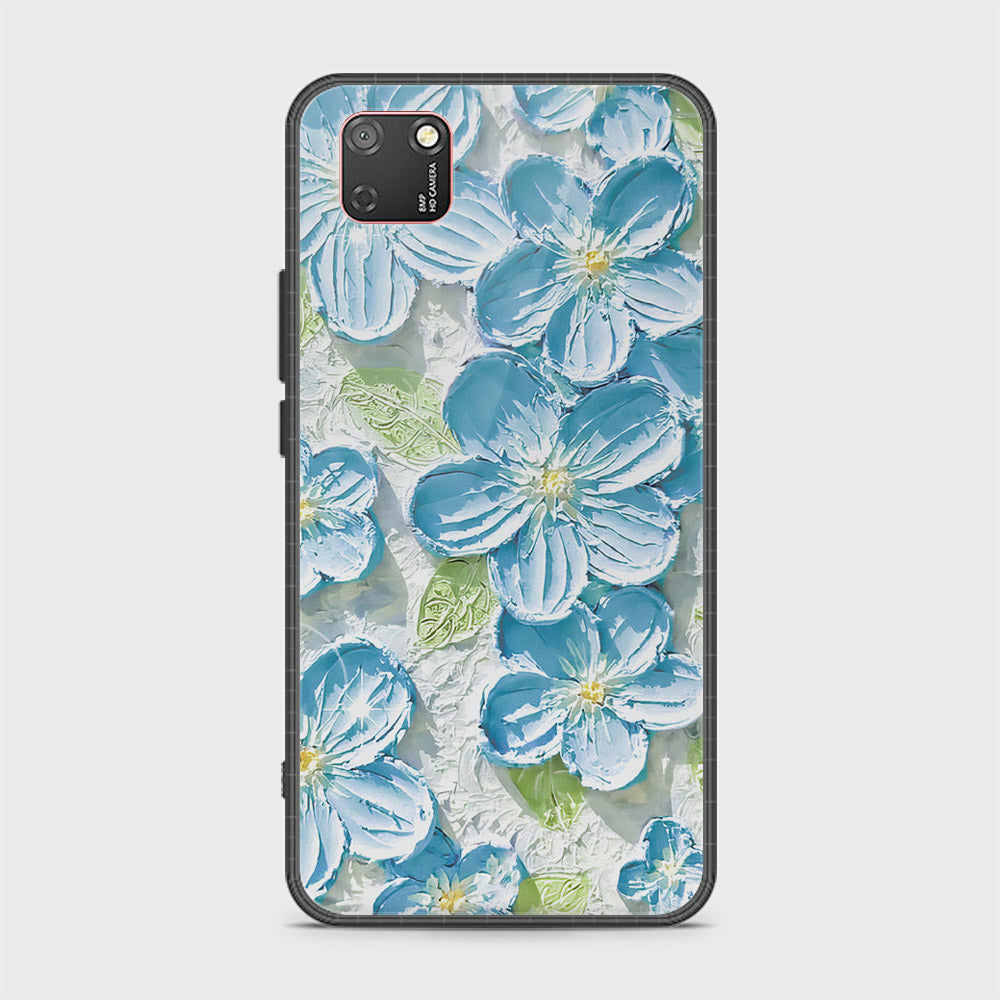 Huawei Y5p Cover - Floral Series - Design 12 - Grey & Green - HQ Ultra Shine Premium Infinity Glass Soft Silicon Borders Case