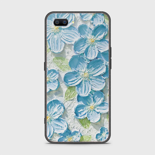 Oppo A3s Cover - Floral Series - Design 12 - Grey & Green - HQ Ultra Shine Premium Infinity Glass Soft Silicon Borders Case