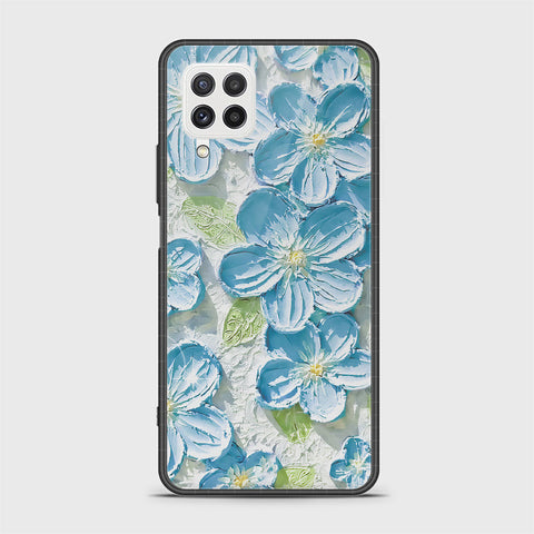 Samsung Galaxy M32 Cover - Floral Series - Design 12 - Grey & Green - HQ Ultra Shine Premium Infinity Glass Soft Silicon Borders Case