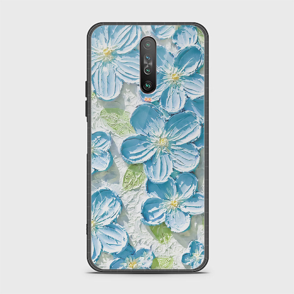 Xiaomi Redmi K30 Cover - Floral Series - Design 12 - Grey & Green - HQ Ultra Shine Premium Infinity Glass Soft Silicon Borders Case