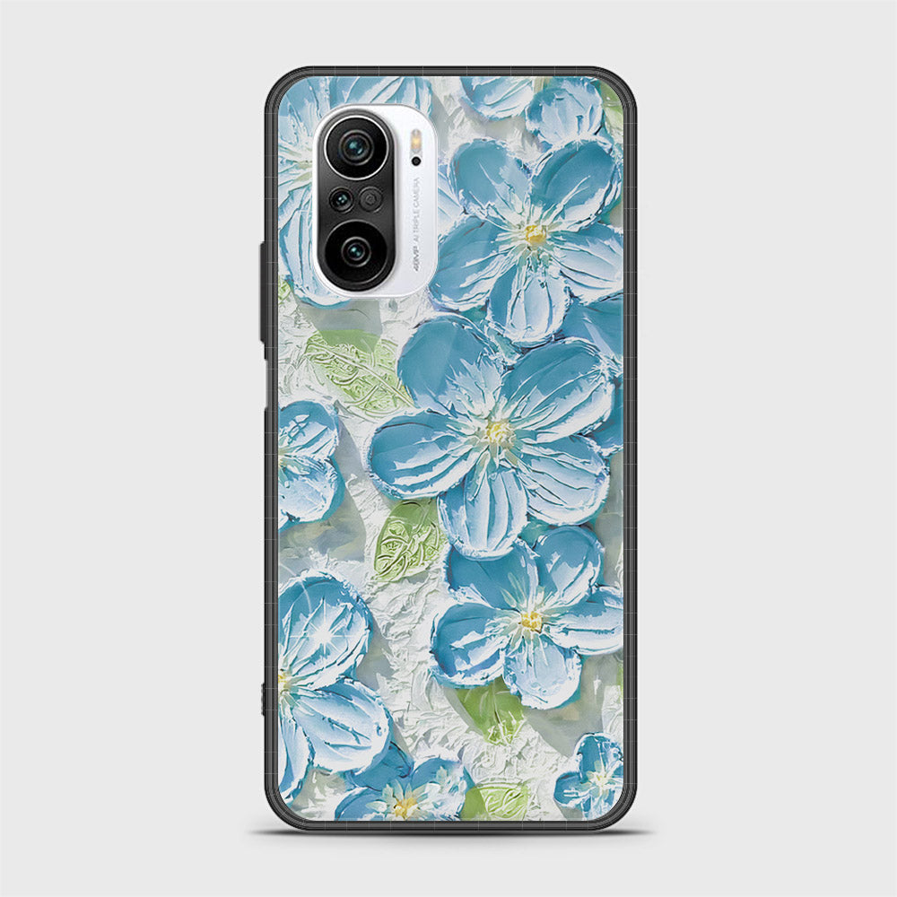 Xiaomi Redmi K40 Cover - Floral Series - Design 12 - Grey & Green - HQ Ultra Shine Premium Infinity Glass Soft Silicon Borders Case