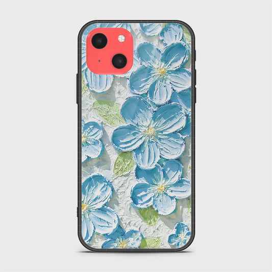 iPhone 13 Mini Cover - Floral Series - Design 12 - Grey & Green - HQ Ultra Shine Premium Infinity Glass Soft Silicon Borders Case