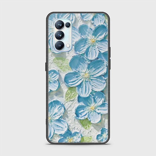 Oppo Reno 5 Pro 5G Cover - Floral Series - Design 12 - Grey & Green - HQ Ultra Shine Premium Infinity Glass Soft Silicon Borders Case