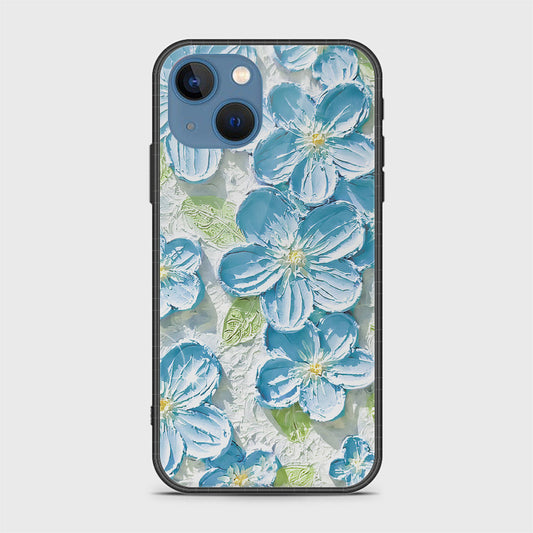 iPhone 13 Cover - Floral Series - Design 12 - Grey & Green - HQ Ultra Shine Premium Infinity Glass Soft Silicon Borders Case